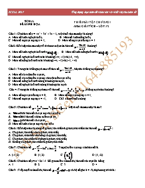 Bài tập môn Giải tích Lớp 12 - Ứng dụng đạo hàm để khảo sát và vẽ đồ thị của hàm số - Năm 2017